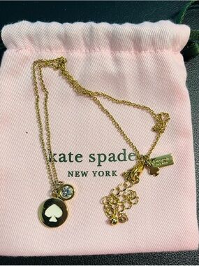 kate spade 12K Gold Plated “Spot the Spade”Necklace with Spade & Crystal Accent